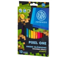 79. ASTRA Ilgos pieštukų kreidelės JUMBO 12 spalvų PIXEL ONE