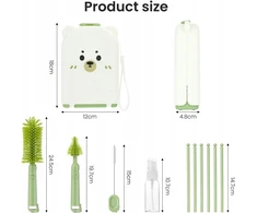 7IN1 BUTELIŲ ŠEPEČIŲ RINKINYS TRAVEL SILICONE PANDA CASE