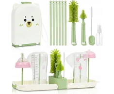7IN1 BUTELIŲ ŠEPEČIŲ RINKINYS TRAVEL SILICONE PANDA CASE