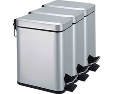 Accessory Metalinė popieriaus pintinė su dangčiais ir pedal. Priedas 15L/3 skyriai chromuotas