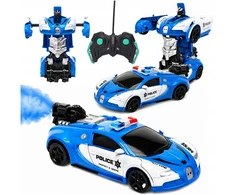 ACR AUTOMOBILIŲ ROBOTO NUOTOLINIO PULTO VALDYMAS 2in1 POLICIJA RC POLICIJA AUTOMOBILIŲ DŪMŲ LED TRANSFORMACIJA