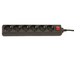 Acuma Ilgintuvas su įžeminimu ir jungikliu 6viet./5m/3x1.5mm juodas