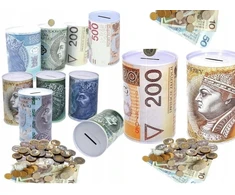 Adar SKARBONKA METALOWA PUSZKA NOMINAŁ MONETY PIENIĄDZE BANKNOT