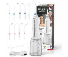 Belaidis dantų drėkintuvas 5 režimai 10 galiukų 350 ml USB-C Adler AD 2185
