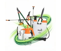 Sodininko rinkinys: daug anglies plieninės genėjimo šakelės, žirklės, purkštuvai 1L 8L 16L Adler ZEST-AD6805-AD6809-AD6810-AD6811