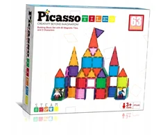 AE PICASSO PLYTELĖS Magnetiniai edukaciniai konstrukciniai blokeliai 3D, 63 elementai