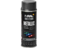 Aerozolinis akrilinis lakas INRAL METALLIC grafito juoda RAL9011 400 ml.