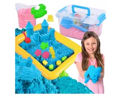 AFF STEBUKLINGA SMĖLIŲ DĖŽĖ SU KINETINIU SMĖLIU 2KG BASEINŲ FORMŲ RINKINYS FUN
