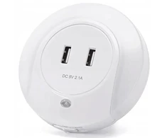 Aigostar Lampka do gniazdka nocna LED su czujnikiem zmiechrzu 0,4W su USB kroviklis