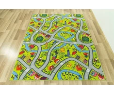 Akcila DYWAN DLA CHŁOPCA ULICE Žalias DROGA SZARE ULICZKI DOMKI RZEKA 150x300 cm