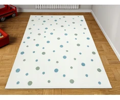 Akcila DYWAN DO POKOJU DZIECI MIĘKKI Mėlynas Žalias KREM KROPKI LIMA 120x170 cm
