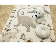 Akcila DYWAN DO POKOJU DZIECIECEGO BEŻ KREM W DINOZAURY WYCINANY TANAMI 160x230 cm