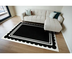 Akcila DYWAN DO POKOJU DZIECKA Juoda BIEL RAMKA MIĘKKI FALBANKA LIMA 120x170 cm