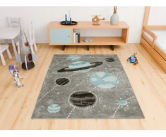 Akcila DYWAN DZIECIĘCY PLANETY KOSMOS PILKA Mėlynas MIĘKKI MODNY LIMA 120x170 cm