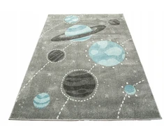 Akcila DYWAN DZIECIĘCY PLANETY KOSMOS PILKA Mėlynas MIĘKKI MODNY LIMA 120x170 cm