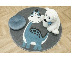 Akcila DYWAN OKRĄGŁY PIĘKNY DINOZAUR LISTKI PASTELOWY TURKUSOWY LIMA śr. 160 cm