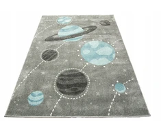 Akcila DYWAN PILKA MIĘKKI DO POKOJU DZIECKA CHŁOPCA PLANETY KOSMOS LIMA 200x290 cm