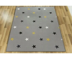 Akcila DYWAN SZARO Geltonas DO POKOJU DZIECI W GWIAZDKI NA FILCU STARS 100x200 cm