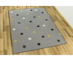 Akcila DYWAN SZARO Geltonas DO POKOJU DZIECI W GWIAZDKI NA FILCU STARS 200x200 cm