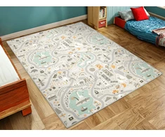 Akcila KILIMAS VAIKAMS PASTELINĖS GATVĖS KELIŲ NAMAI SCANDINA STYLE 200x250 cm