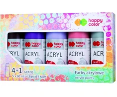 Akriliniai dažai Happy Color, 5 spalvų rinkinys, 300 ml