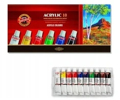 Akriliniai dažai Koh-i-noor, 10 spalvų, 16ml rinkinys