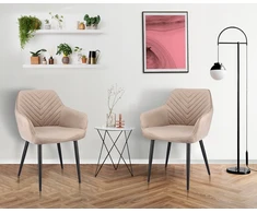 aksomu apmušta valgomojo kėdė, dygsniuotas NAPOLI fotelis, smėlio spalvos JUMIhome