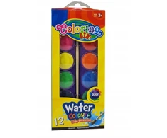 Akvareliniai dažai COLORINO, 12 spalvų rinkinys + teptukas