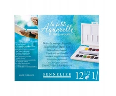 Akvareliniai dažų rinkinys Sennelier La Petite Aquarelle 12x1/2 kubelių plastikinė dėžutė