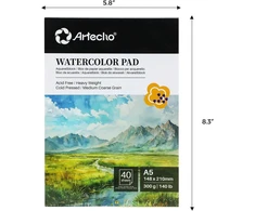 Akvarelinis POPIERIUS A5 40 LAPŲ 300 G/M2 ŠEPEČIŲ PIŠTUKŲ RINKINYS