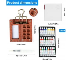 Akvarelinių dažų rinkinys 6x6cm medinės paletės nešiojamas tapybai
