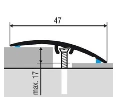 Aliumininė grindų juostelė SM3 A1, sidabro sp., 47 mm pločio, 93 cm ilgio