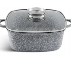 ALIUMINIO Kvadratinis LIETUS PUODAS 20cm GRANITINIS MARMRULIS 2,8L MASTERPAN 2106