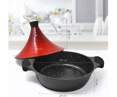 ALIUMINIO TAGINE PUODAS 28 CM INDUKCINIS NELIPA DIDELIS RAUDONAS