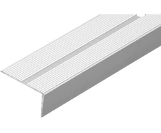 Cezar Aliuminis platus laiptų profilis su grioveliais, kampinis, sidabro sp., 42 x 22 x 1000 mm
