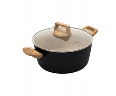Aliuminis puodas su dangteliu su marmuro danga, 24 cm, 4,3L