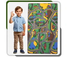 Allvo VAIKŲ KILIMAS KELIŲ GATVĖS COUNTRY 120x200 cm vaikams ŠILTAS IR MINŠKUS