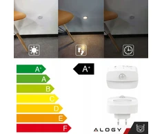 Alogy LED NAKTINIS LEMPAS SU JUDESIO JUTIKUMU ES SOCET 3 REŽIMŲ BALTA ŠVIESA