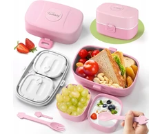 Amazon TUSEASY Lunch Box vaikams su skyreliais 860 ml - Rožinė