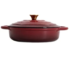 ANDREAS bordo spalvos plokščias ombre ketaus puodas, 28cm 2,5 l HOMLA