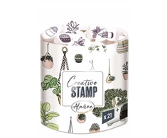 Antspaudų rinkinys Aladine Creative Stamp 21vnt. Plants + pagalvėlė antspaudams juoda
