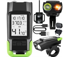 Anytech Galingas LED priekinis dviračio žibintas, USB priekis, ryški šviesa, skaitiklis, skambutis