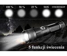 Anytech Išgyvenimo taktinis žibintuvėlis W403 įkraunamas GALINGAS karinis ZOOM USB C