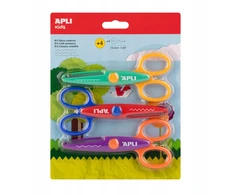 Apli Kids Kūrybinių žirklių rinkinys - Dantyti, banginiai ir zigzag - 3 poros - Vaikams - 13,5 cm - Saugus - Nuo 4 metų - Kūrimo hobiai