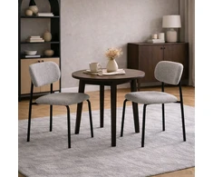 APM 2 NUVIA kėdžių RINKINYS Pilka ir juoda Minkštas Modern Loft