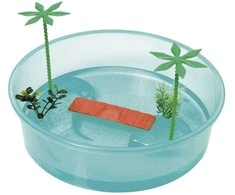 Apvalus akvariumas vėžliams Tortuga Isle Georplast D26cm/H7.5cm/3L plastikinis