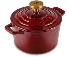 Apvalus emaliuotas ketaus puodas Zyle ZY03RKI Ø14 cm, raudonas