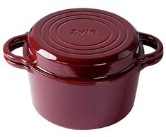 Apvalus emaliuotas ketaus puodas Zyle 2 in 1, ZY11RKI Ø22 cm, raudonas, 3,8 l