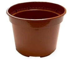 Apvalus vazonėlis daigams Ø10cm H7.6cm plastikinis/rudas
