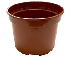 Apvalus vazonėlis daigams Ø14cm H10.9cm plastikinis/rudas